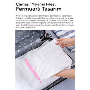 3'lü Çamaşır Yıkama Filesi - Renkli Fermuarlı Koruyucu Çamaşır Yıkama Torbası Farklı Boy