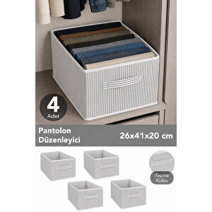 4'lü Çizgili Dolap İçi Düzenleyici Set - Kıyafet Oyuncak Saklama Kutusu Sepet Organizer