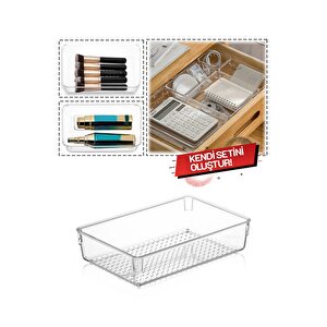 Modüler Çekmece Içi Düzenleyici, Makyaj Takı Düzenleyici - Ofis Masaüstü Organizer 22,5 X 15 Cm