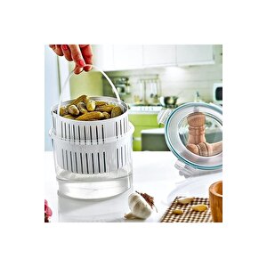 2'li Set Süzgeçli Turşuluk - Zeytin Turşu Saklama Kabı 2,5 Lt