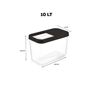 Multibox 10 Lt Bakliyat Saklama Kabı - Kayar Kapaklı Erzak Saklama Kabı Un Kabı Antrasit