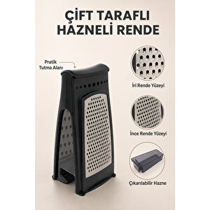 Çıkarılabilir Hazneli Rende - Çok Fonksiyonlu Paslanmaz Çelik Çift Taraflı Mutfak Rendesi