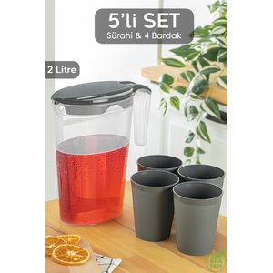 5 Parça Sürahi-bardak Seti , 5'li Piknik,kamp Seti, Sürahi Bardak Seti