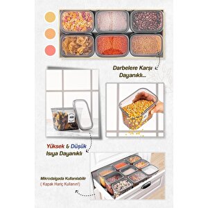 12'li Via Etiketli Dikdörtgen Saklama Kabı - Erzak Saklama Kavanoz Seti 4x(1,3 Lt-2 Lt-3,2 Lt)