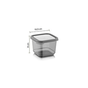 12'li Set Pino Baharatlık - Etiketli Kare Baharat Saklama Kabı Seti Antrasit 12 X 0.50 Lt Kaşıklı