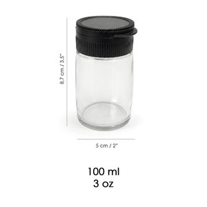 6'lı Baharatlık Set - Mutfak Düzenleyici Siyah Kendinden Kapaklı Modern Cam Baharatlık 100ml