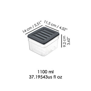 6'lı Derin Buzdolabı Organizer Set Düzenleyici Saklama Kabı Mikrodalga Difriz Kabı 1100ml Antrasit
