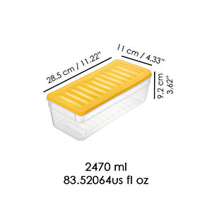 4'lü Derin Buzdolabı Organizer Set Düzenleyici Saklama Kabı Mikrodalga Difriz Kabı 2470ml Sarı
