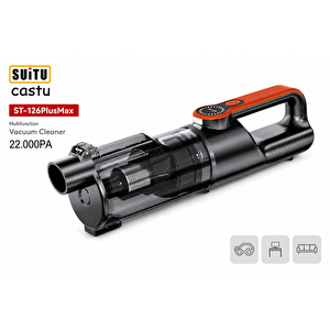Castu St-126 Plus Max Araç Içi Süpürge 22.000pa Güçlü Vakum Ve Üfleme Özelliği Kablosuz Taşınabilir 6.000 Mah Bataryalı Turuncu
