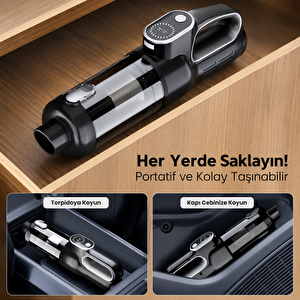 Harvox Hx-vc006 Araç Içi Süpürge 22.000pa Güçlü Vakum Ve Üfleme Özelliği Kablosuz Taşınabilir 6000mah Bataryalı