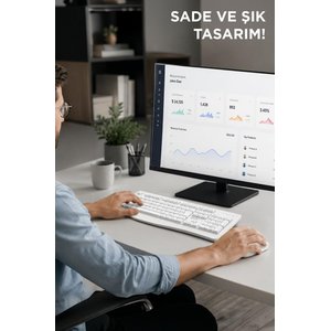 Lenovo Usb Alıcılı Kablosuz Q Klavye Mouse Seti Kn230 Beyaz