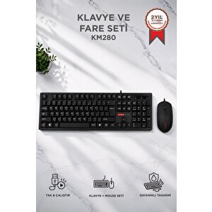 Lenovo Kablolu Q Klavye Mouse Seti Km280 Siyah
