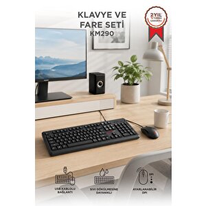 Lenovo Kablolu Q Klavye Mouse Seti Km290 Siyah