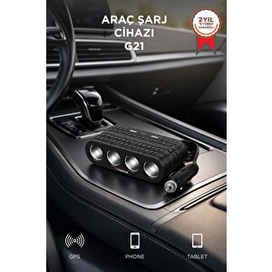 Araç Şarj Aleti Soketi Tüm Araçlarla Uyumlu 2 Usb+type-c Araba Çakmaklık G21 Siyah