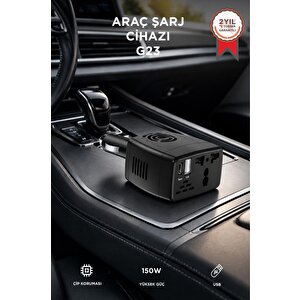 Araç Şarj Aleti Soketi Tüm Araçlarla Uyumlu Usb+type-c Araba Çakmaklık G23 Siyah