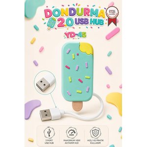 Torima Dondurma Usb Hub Dağıtıcı 2.0 Usb + Type-c Port Çoğaltıcı Yd45 Su Yeşili