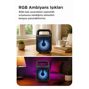 Bluetooth Hoparlör Rgb Işıklı Kablosuz Speaker Gts-1362 Siyah