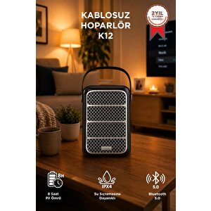 Bluetooth Hoparlör Kablosuz Taşınabilir Speaker K12 Siyah