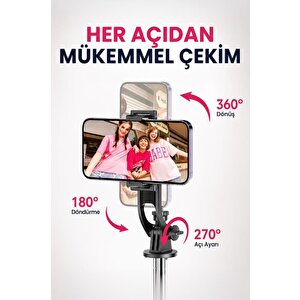 Tripod Çok Amaçlı Mıknatıslı Kumandalı 1.75 Cm Selfie Çubuğu Tt02 Siyah