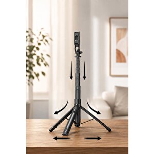 Tripod Çok Amaçlı Mıknatıslı Kumandalı 1.75 Cm Selfie Çubuğu Tt02 Siyah