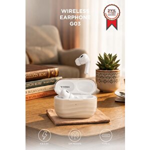 Bluetooth Kulaklık Kulak İçi Kablosuz Kulaklık G03 Bej