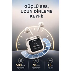 Lenovo Thinkplus Bluetooth Kulaklık Akıllı Dijital Ekranlı Tws 5.4 Kablosuz Kulaklık Lp70 Pro Beyaz