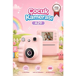 Dijital Fotoğraf Makinesi Çocuk Termal Resim Baskılı Yazıcı Kamera Video Makinesi A29 Pembe Pembe
