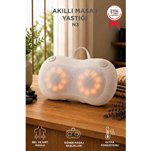 Şarjlı Masaj Cihazı Akıllı Masaj Yastığı Sırt Ve Bel Masaj Cihazı N3 Mini Bej