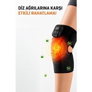 Şarjlı Akıllı Diz Masaj Cihazı Isıtmalı & Titreşimli Diz Destek Bandı N1 Siyah