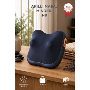 Şarjlı Masaj Cihazı Akıllı Isıtmalı Masaj Yastığı Sırt Ve Bel Masaj Cihazı N8 Mavi