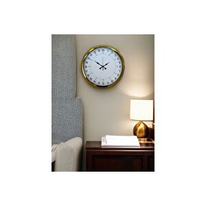 Gold Metal 24 Saat Göstergeli̇ Özel Tasarim Duvar Saati̇ 40 Cm