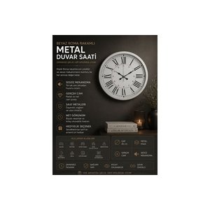 Beyaz Roma Rakamli Şik Duvar Saati̇ 40 Cm