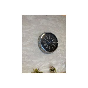 Dark Elegance Metal Krom Duvar Saati̇ 40 Cm