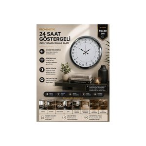 Krom Metal 24 Saat Göstergeli̇ Özel Tasarim Duvar Saati̇ 40 Cm