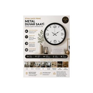 Preci̇si̇on Black Metal Duvar Saati̇ 40 Cm