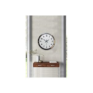 Modern Klasi̇k Krom Metal Duvar Saati̇ 40 Cm