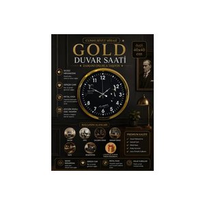 Gold Cumhuri̇yet Mi̇rasi Metal Duvar Saati̇ 40 Cm