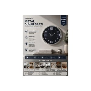 Krom Sade Metal Duvar Saati̇ 40 Cm