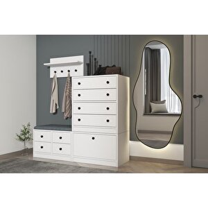 Luna Puflu Rafli Askilikli Çekmeceli̇ Beyaz Vesti̇yer Çitasiz 130 Cm Vst 1108 Ç