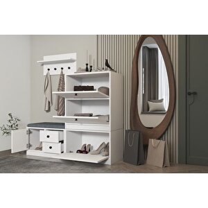 Luna Puflu Rafli Askilikli Çekmeceli̇ Beyaz Vesti̇yer Çitasiz 130 Cm Vst 1105 Ç