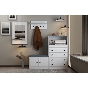 Luna Puflu Rafli Askilikli Çekmeceli̇ Beyaz Vesti̇yer Çitasiz 130 Cm Vst 1107 Ç
