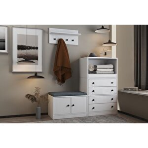 Luna Puflu Rafli Askilikli Çekmeceli̇ Beyaz Vesti̇yer Çitasiz 130 Cm Vst 1107 Ç