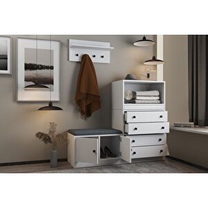 Luna Puflu Rafli Askilikli Çekmeceli̇ Beyaz Vesti̇yer Çitasiz 130 Cm Vst 1107 Ç