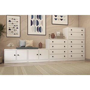 Luna Rafli Askilikli Puflu Çekmeceli̇ Beyaz Vesti̇yer Çitasizi 259 Cm Vst 1099 Ç