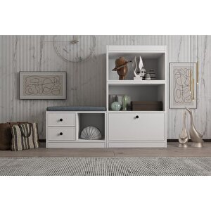 Luna Puflu Rafli Askilikli Çekmeceli̇ Beyaz Vesti̇yer Çitasiz 130 Cm Vst 1103 Ç