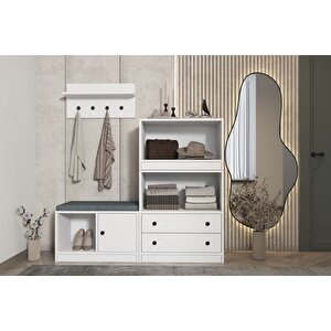 Luna Puflu Rafli Askilikli Çekmeceli̇ Beyaz Vesti̇yer Çitasiz 130 Cm Vst 1106 Ç