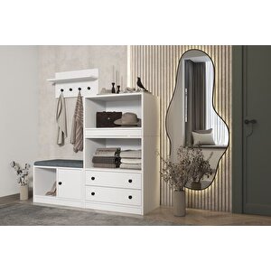 Luna Puflu Rafli Askilikli Çekmeceli̇ Beyaz Vesti̇yer Çitasiz 130 Cm Vst 1106 Ç