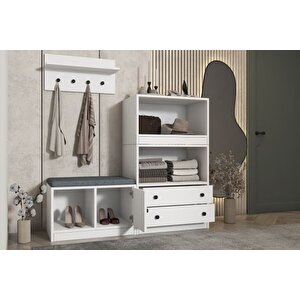 Luna Puflu Rafli Askilikli Çekmeceli̇ Beyaz Vesti̇yer Çitasiz 130 Cm Vst 1106 Ç