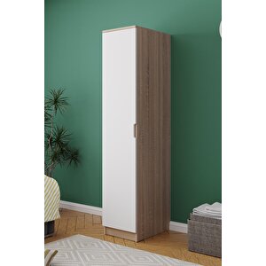 Lento 1 Kapaklı 5 Raflı Gardırop Çok Amaçlı Dolap Kiler Dolabı Banyo Dolabı Yatak Odası Beyaz Meşe Beyaz Meşe