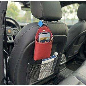 Hyundai Ioniq 5 Uyumlu Araç İçi Deri Ceplik Telefon Ve Kartlık Pratik Düzenleyici Kirmizi Kırmızı
